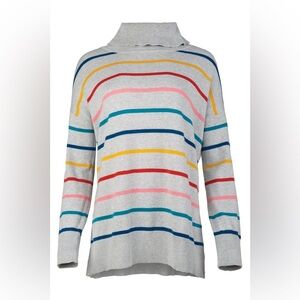 Frugi Bloom Gray Colorful Striped Women's Knit Sweater Turtleneck Maternity
